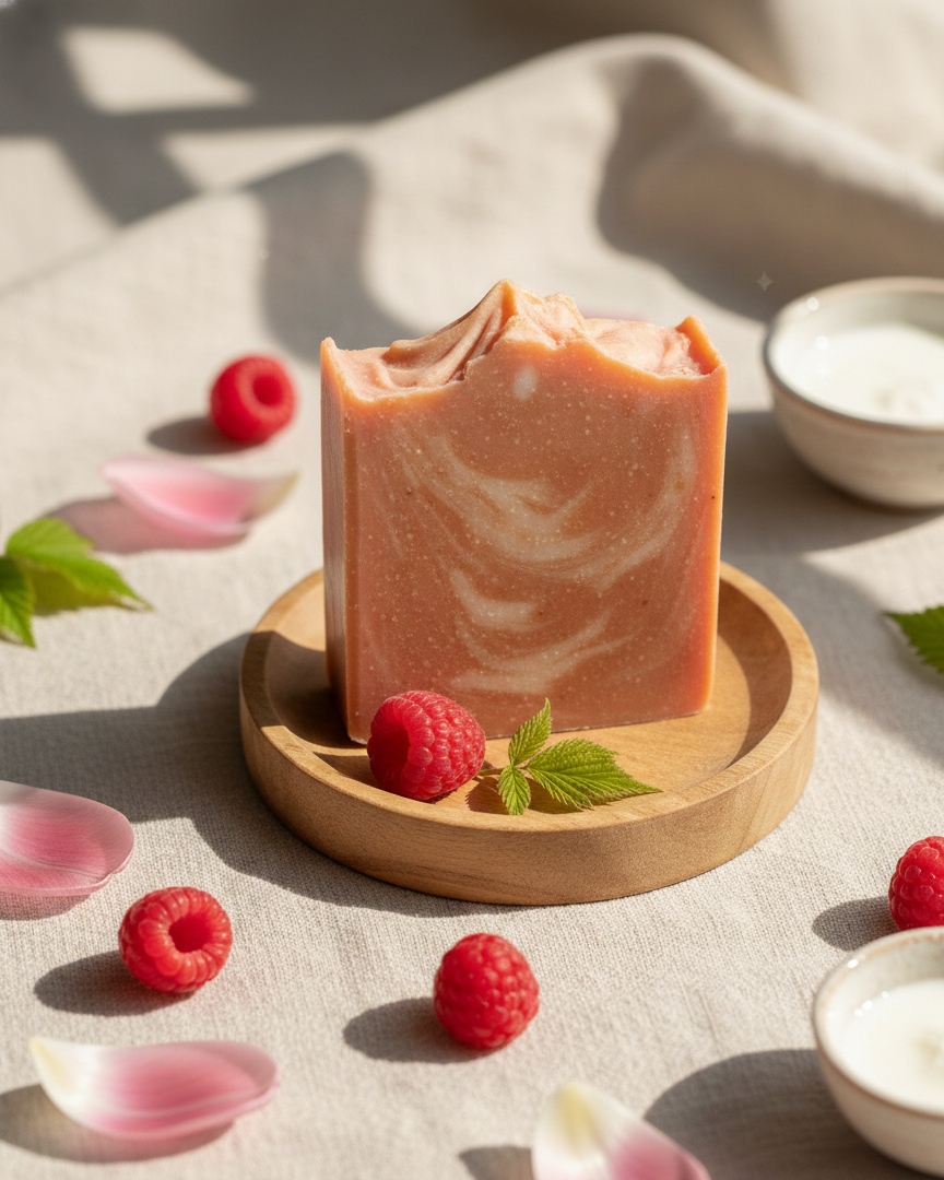 Raspberry Tulips Goat Milk Soap – Award-Winning Natural Bar with Tallow, Jojoba Beads