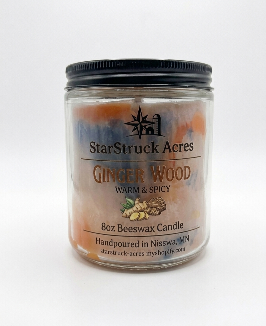 Gingerwood Marbled Beeswax Candle | Warm Spiced Wood Scent | Hand-Poured