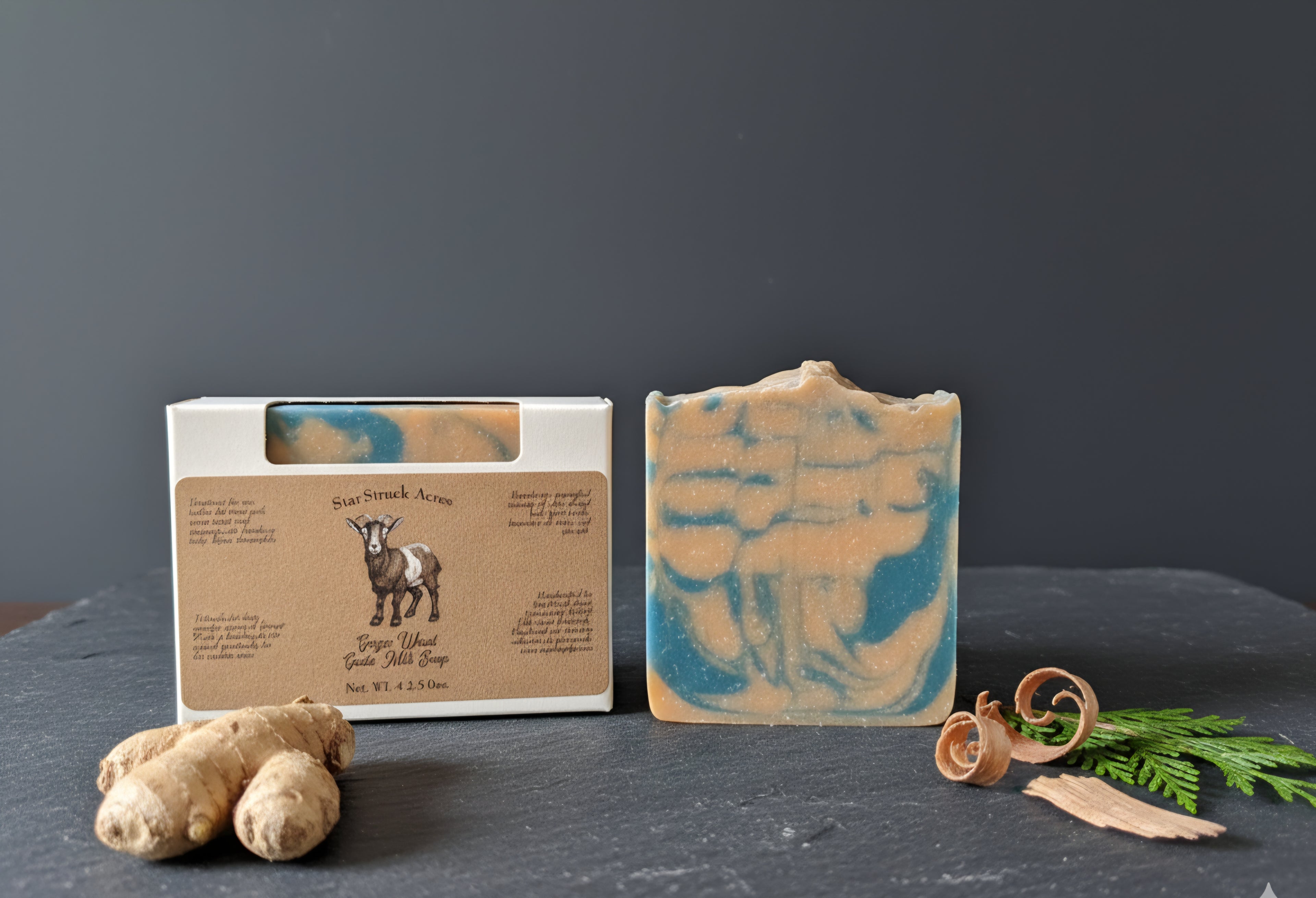 Men’s Gingerwood Goat’s Milk Soap – Moisturizing, Natural Coconut & Olive Oil Bar with Sea Salt